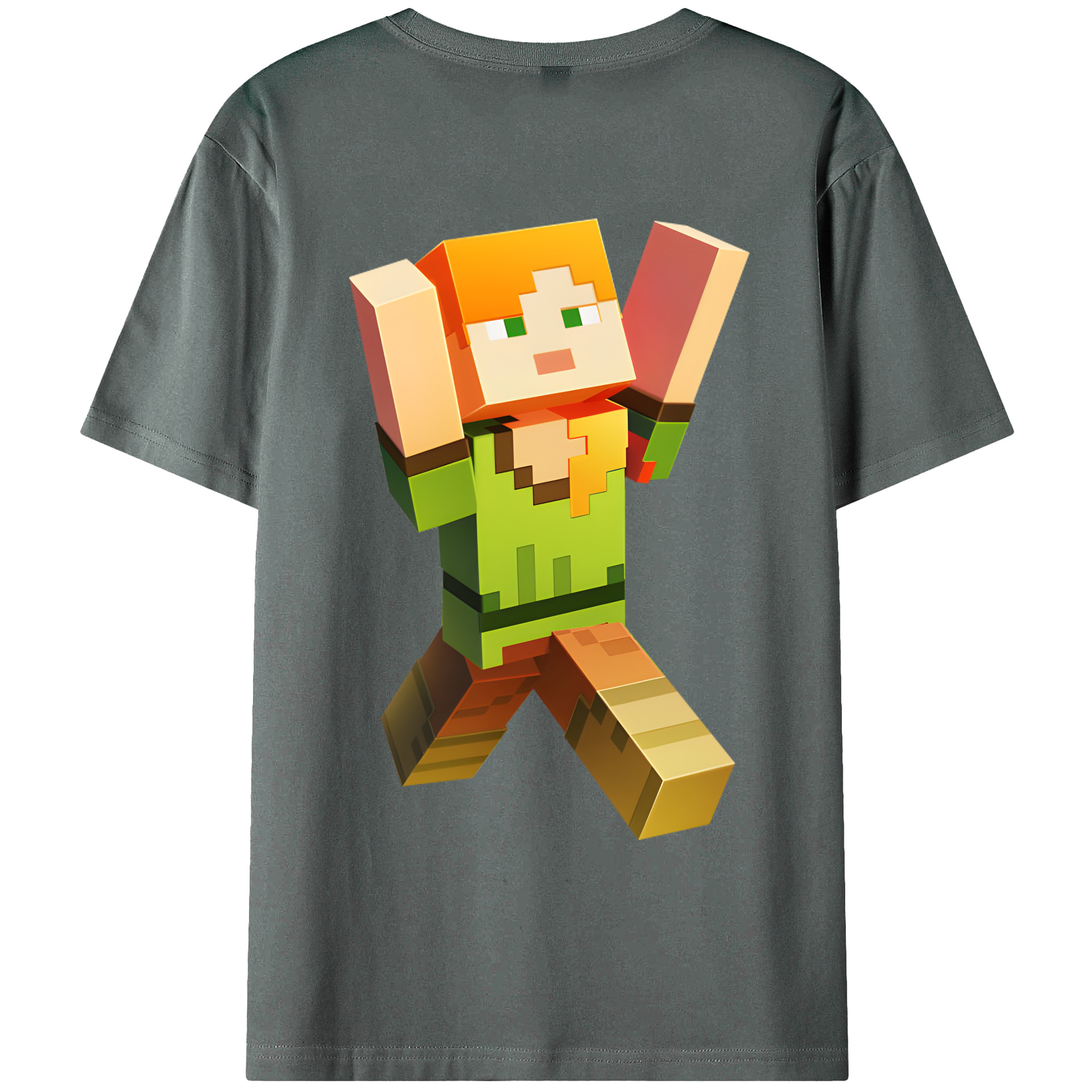 （画像用） マインクラフト ブロックの世界 Minecraft MC Block world 綿100％ メンズ半袖Tシャツ（バックプリント） 通気性